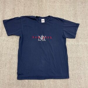 vintage New York shirt mens large blue 1990s city